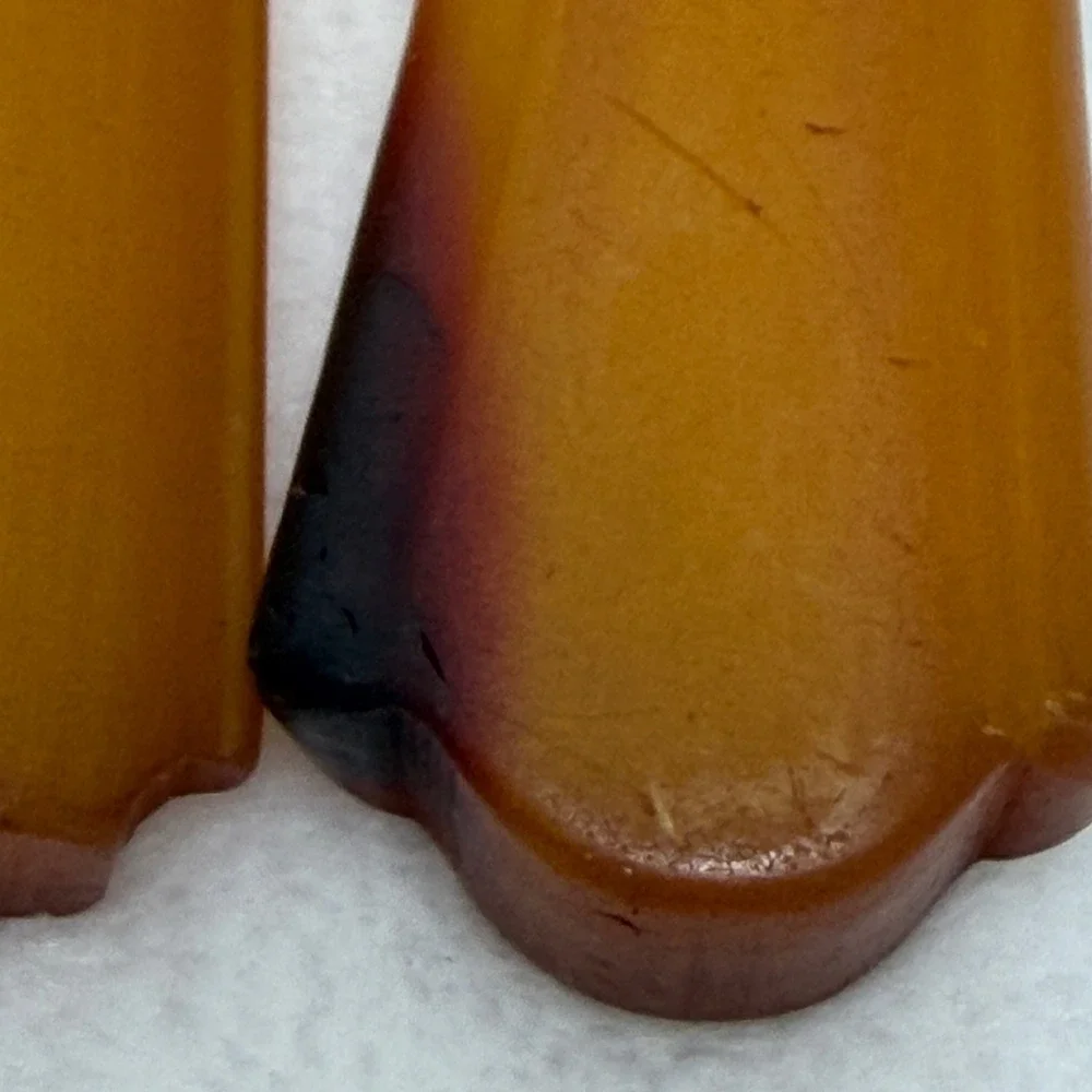 VTG Butterscotch Bakelite Handle Spoons Stainless Steel Set of 4 Mixed Sizes SEE